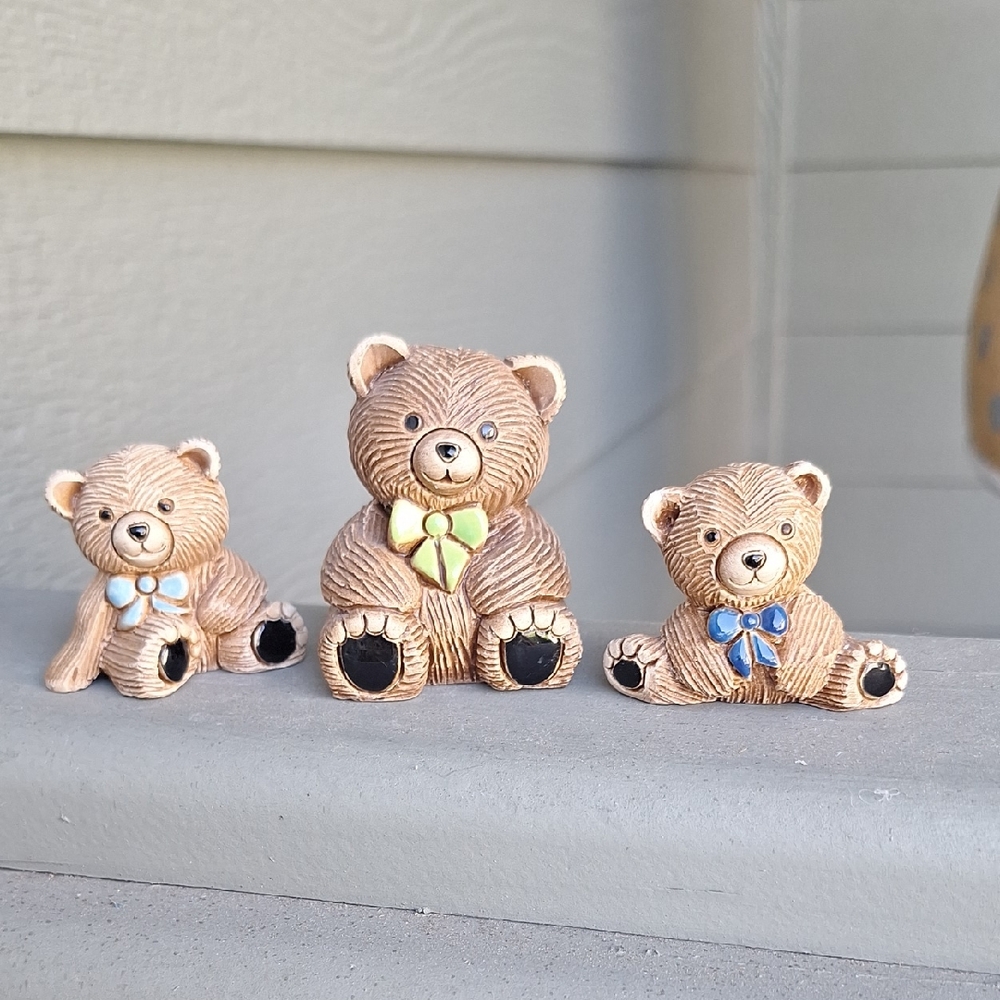 3 Retired Vintage Artesania Rinconada Teddy Bears Collection